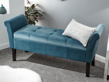 GFW Osborne Teal Upholstered Fabric Ottoman Storage Bench (Flat Packed)