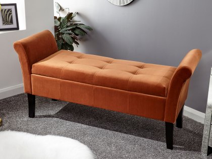 GFW Osborne Russet Orange Upholstered Fabric Ottoman Storage Bench (Flat Packed)