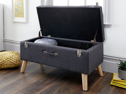 GFW Minstrel Charcoal Grey Upholstered Fabric Blanket Box (Assembled)