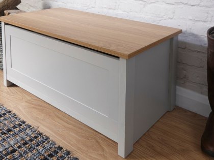 GFW Lancaster Grey and Oak Blanket Box (Flat Packed)