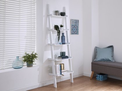 GFW Stockholm  Ladder Style 5 Tier White Wall Rack (Flat Packed)