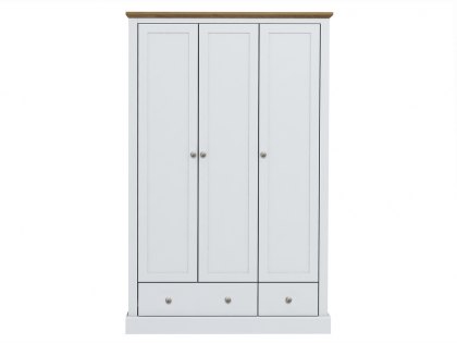 LPD Devon 3 Door 2 Drawer White and Oak Triple Wardrobe (Flat Packed)