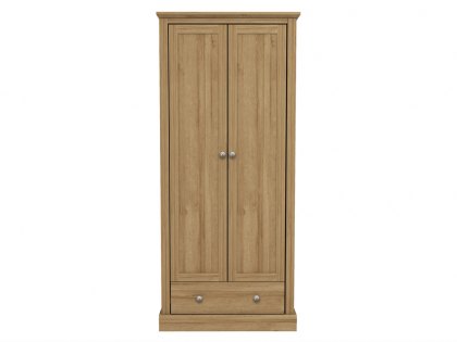 LPD Devon 2 Door 1 Drawer Oak Double Wardrobe (Flat Packed)