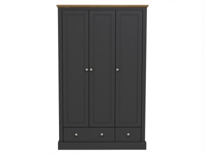 LPD Devon 3 Door 2 Drawer Charcoal and Oak Triple Wardrobe (Flat Packed)