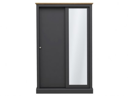 LPD Devon Charcoal and Oak Sliding Door Mirrored Double Wardrobe (Flat Packed)