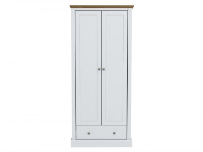LPD Devon 2 Door 1 Drawer White and Oak Double Wardrobe (Flat Packed)