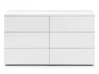 Julian Bowen Monaco White High Gloss 6 Drawer Wide Chest