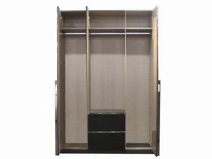 Rauch Esme 136cm Grey and Basalt Glass 3 Door 2 Drawer Mirrored Triple Wardrobe