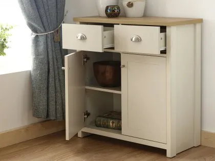 GFW Lancaster Cream and Oak 2 Door 2 Drawer Compact Sideboard