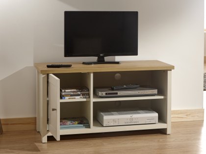 GFW Lancaster Cream and Oak 1 Door Small TV Cabinet (Flat Packed)