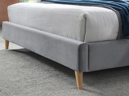 Birlea Elm 4ft Small Double Grey Velvet Upholstered Fabric Bed Frame