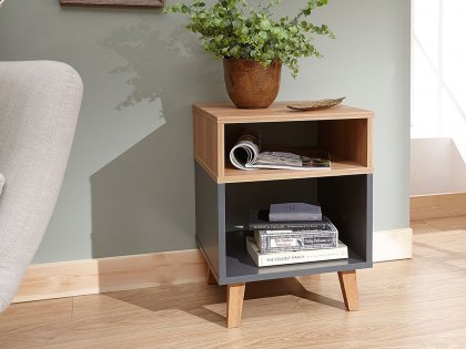 GFW Modena Grey and Oak Effect Lamp Table (Flat Packed)