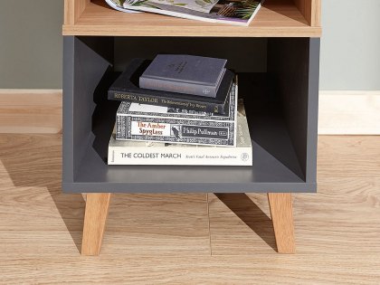GFW Modena Grey and Oak Effect Lamp Table (Flat Packed)