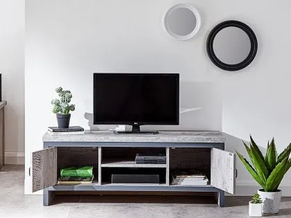 GFW Boston Grey Wood Effect 2 Door TV Cabinet