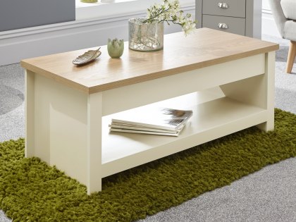 GFW Lancaster Cream and Oak Lift Up Coffee Table (Flat Packed)