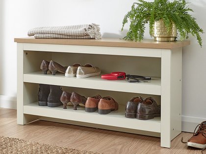 GFW Lancaster Cream and Oak Simple Shoe Bench (Flat Packed)