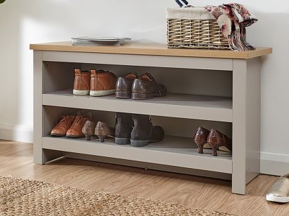 GFW Lancaster Grey and Oak Simple Shoe Bench (Flat Packed)