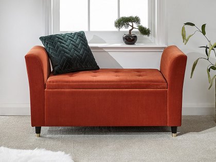 GFW Genoa Russet Orange Upholstered Fabric Ottoman Window Seat (Flat Packed)