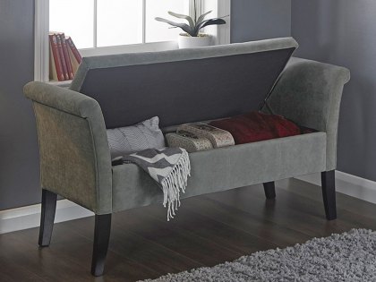 GFW Balmoral Grey Upholstered Fabric Window Seat (Flat Packed)