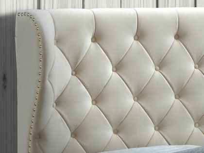 Sareer Infinity 4ft6 Double Cream Velvet Upholstered Fabric Bed Frame