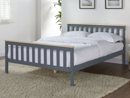 TGC Woodford 4ft6 Double Grey and Pine Wooden Bed Frame