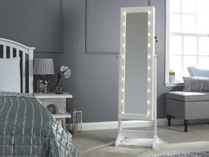GFW Amore White Jewellery Armoire With LED  (Flat Packed)