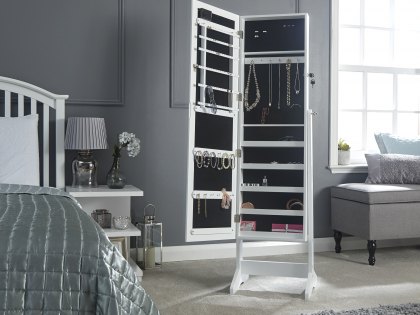 GFW Amore White Jewellery Armoire With LED  (Flat Packed)