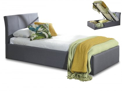 GFW Ascot 3ft Single Grey Upholstered Fabric Ottoman Bed Frame