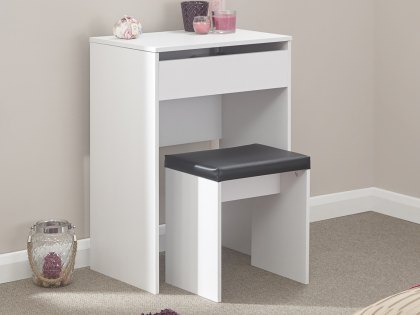 GFW White Compact Dressing Table and Stool (Flat Packed)