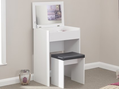 GFW White Compact Dressing Table and Stool (Flat Packed)
