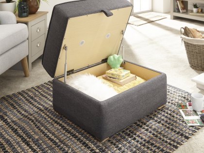 GFW Dauphine Charcoal Grey Hopsack Square Storage Footstool