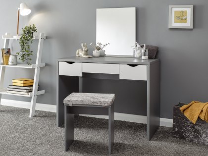 GFW Elizabeth Grey and White Dressing Table and Stool (Flat Packed)
