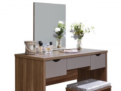 GFW Elizabeth Walnut and Grey Dressing Table and Stool (Flat Packed)