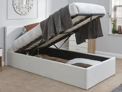 GFW Ecuador 3ft Single White Faux Leather End Lift Ottoman Bed Frame
