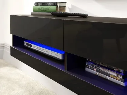 GFW Galicia 120cm Black Wall TV Cabinet With LED Lighting