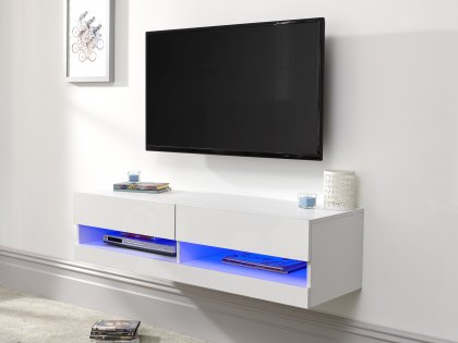 GFW Galicia 120cm White Wall TV Cabinet With LED (Flat Packed)