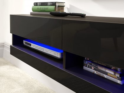 GFW Galicia 150cm Black Wall TV Cabinet With LED (Flat Packed)