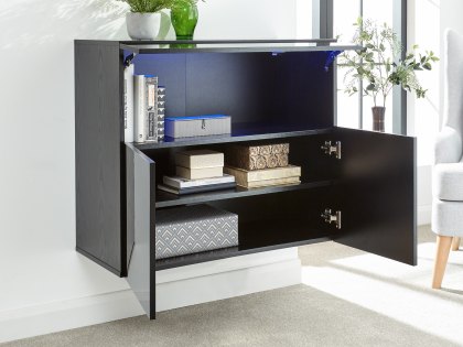 GFW Galicia Black 2 Door Sideboard With LED (Flat Packed)