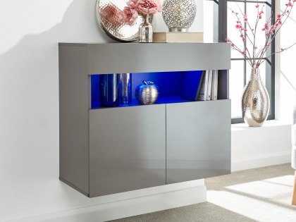 GFW Galicia Grey 2 Door Sideboard With LED (Flat Packed)