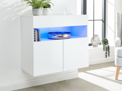 GFW Galicia White 2 Door Sideboard With LED (Flat Packed)