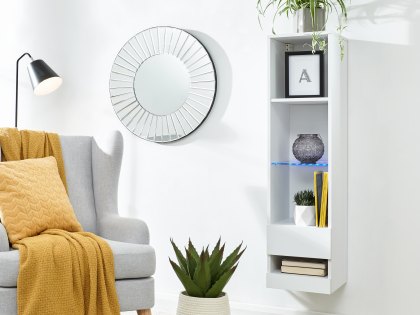 GFW Galicia White Tall Shelf Unit With LED (Flat Packed)