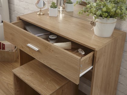 GFW Julia Oak Dressing Table and Stool (Flat Packed)