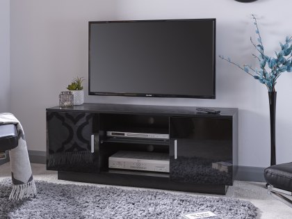 GFW Lima Black High Gloss 2 Door TV Cabinet (Flat Packed)