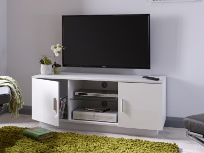 GFW Lima White High Gloss 2 Door TV Cabinet (Flat Packed)