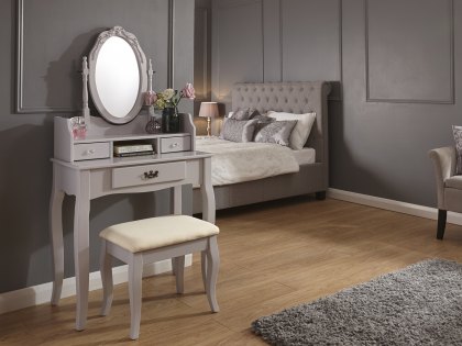 GFW Lumberton Grey 3 Drawer Dressing Table and Stool (Flat Packed)
