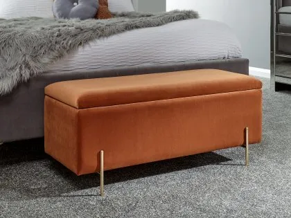 GFW Mystica Russet Orange Fabric Ottoman Storage Bench