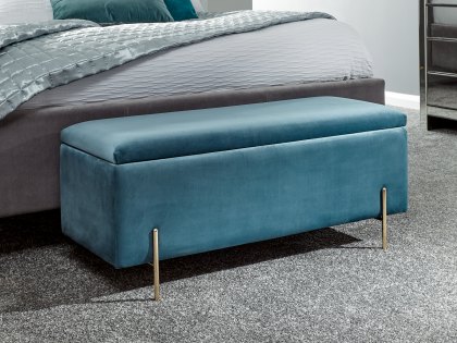 GFW Mystica Teal Ottoman Storage Bench (Flat Packed)