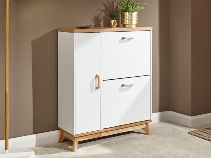 GFW Nordica Oak and White Shoe Cabinet (Flat Packed)