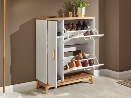 GFW Nordica Oak and White Shoe Cabinet (Flat Packed)