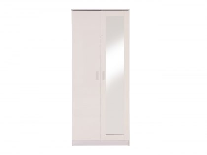 GFW Ottawa White High Gloss 2 Door 1 Mirror Double Wardrobe (Flat Packed)